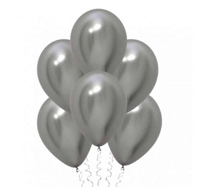 Шар с гелием, серебряный (хром)