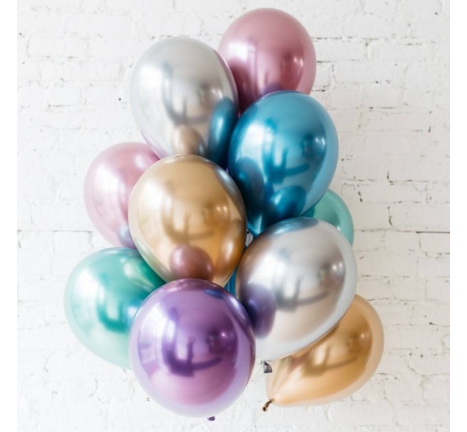 Шар с гелием, зелёный (хром)